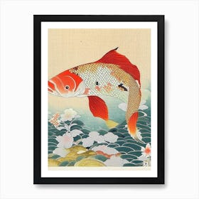 Hikari Mujimono Koi 1, Fish Ukiyo E Style Japanese Art Print