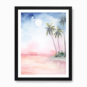 Watercolour Of Pink Sands Beach   Harbour Island Bahamas 3 Art Print