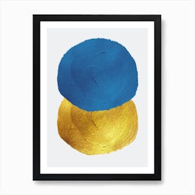 Gold And Indigo Circles Art Print