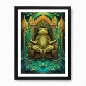 African Bullfrog On A Throne Storybook Style 4 Art Print