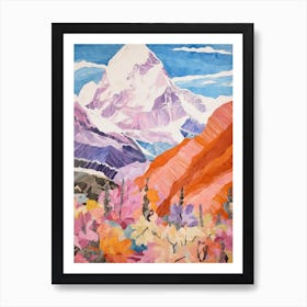 Mount Everest Nepal 2 Colourful Mountain Illustration Art Print