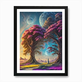 Two Trees In The Sky Art Print