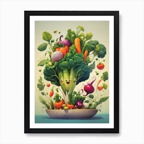 Cartoon Vegetables Art Print