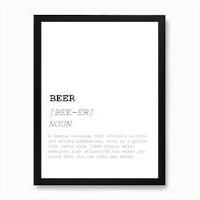 Beer, Funny, Quote, Definition, Dictionary, Kitchen, Print Art Print