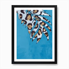 Leopard Print Leaf Blue Art Print