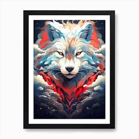 Wolf In The Clouds 8 Art Print