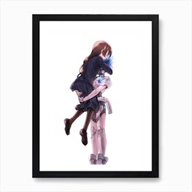 Anime Girl Hugging Anime Girl Art Print