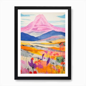 Mount Ararat Turkey 1 Colourful Mountain Illustration Art Print