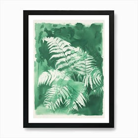 Green Ink Painting Of A Giant Chain Fern 1 Art Print