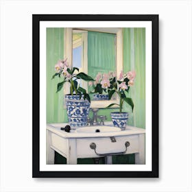 Bathroom Vanity Painting With A Hellebore Bouquet 4 Art Print