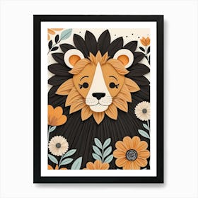 Floral Cute Baby Lion Nursery (19) Art Print