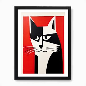 Geometry of Cat's Meow: Minimalist Cubist Elegance Art Print