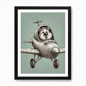 Teddy Bear In A Plane Art Print