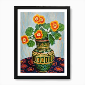 Flowers In A Vase Still Life Painting Portulaca 3 Art Print