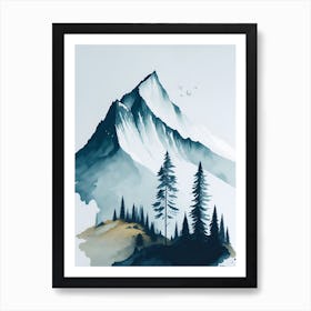 Mountain And Forest In Minimalist Watercolor Vertical Composition 256 Art Print