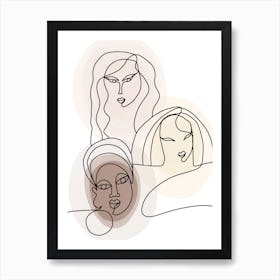 Women Together Line Art Art Print