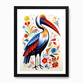 Scandinavian Bird Illustration Brown Pelican 2 Art Print