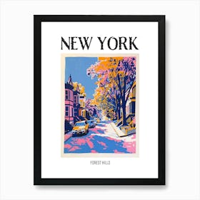Forest Hills New York Colourful Silkscreen Illustration 3 Poster Art Print