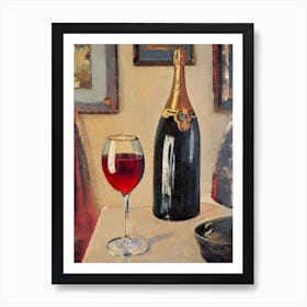 English Sparkling Wine Oil Painting Cocktail Poster Art Print