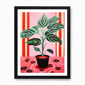 Pink And Red Plant Illustration Cast Iron Plant 3 Art Print