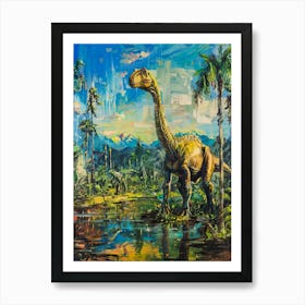 Dinosaur In A Tropical Landscape Painting 2 Art Print