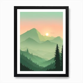 Misty Mountains Vertical Composition In Green Tone 5 Art Print