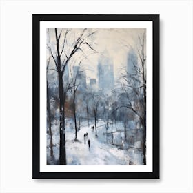 Winter City Park Painting Central Park New York City 4 Art Print