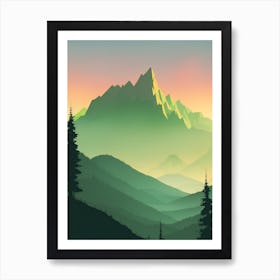 Misty Mountains Vertical Background In Green Tone 17 Art Print