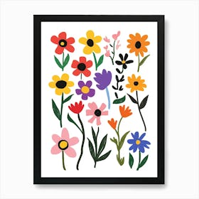 Flowers On A White Background 3 Art Print