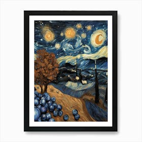 Blueberry Starry Night Art Print