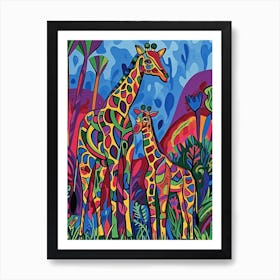 Geometric Giraffe Family 2 Art Print