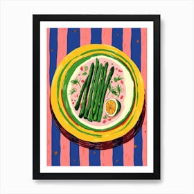 A Plate Of Green Beans, Top View Food Illustration 2 Art Print