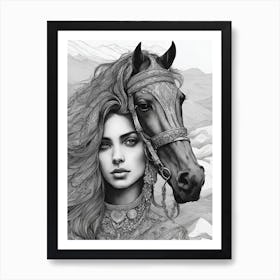 Woman With A Horse 3 Art Print