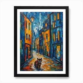 Painting Of Berlin With A Cat In The Style Of Expressionism 3 Art Print