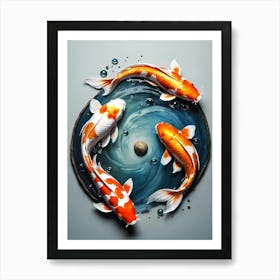 Koi Fish Yin Yang Painting (13) Art Print