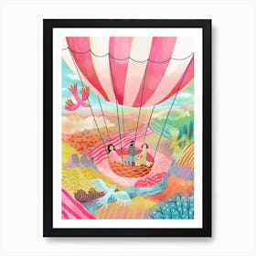 Balloon Ride Over A Rainbow Landscape Art Print