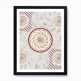 Geometric Glyph Abstract in Festive Gold Silver and Red n.0076 Art Print