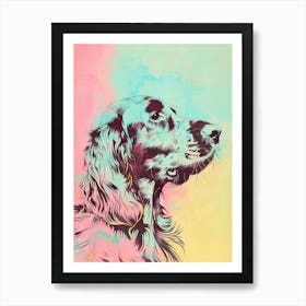  English Setter Dog Pastel Line Watercolour Illustration  1 Art Print