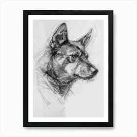 Minature Dog Charcoal Line 1 Art Print