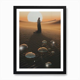 Cosmic landscape of a woman in a desert 1 Art Print