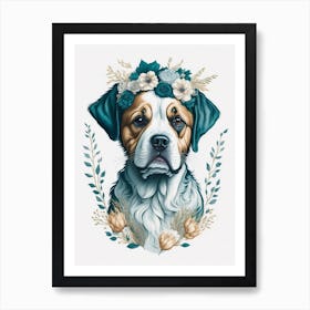 Floral Afador Dog Painting (8) Art Print