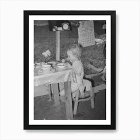 Daughter Of Day Laborer Eating Lunch In Tent Home Near Spiro, Oklahoma, Sequoyah County By Russell Lee Art Print