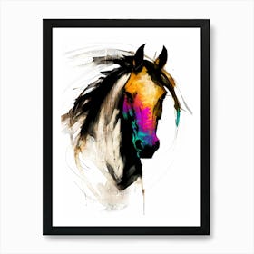 Horse Wild Tribal Illustration Art 01 Art Print