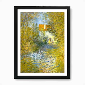 Geese in the Creek 1874 by Claude Monet "The Duck Pond" HD Remastered Art Print