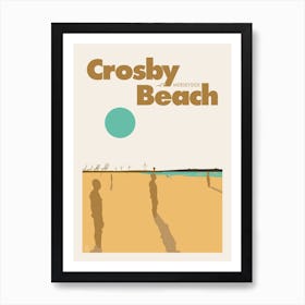 Crosby Beach, Travel Art (Gold) Art Print