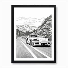 Toyota Supra Coastal Drawing 1 Art Print