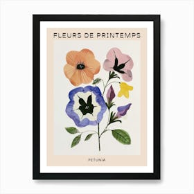 Spring Floral French Poster  Petunia 3 Art Print