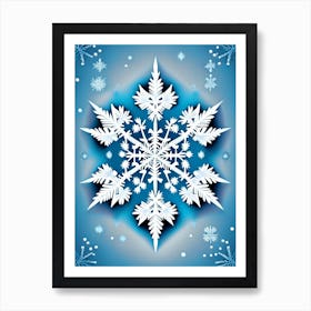 Winter Snowflake Pattern, Snowflakes, Retro Drawing 1 Art Print