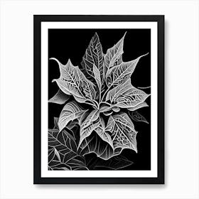 Poinsettia Leaf Linocut 2 Art Print