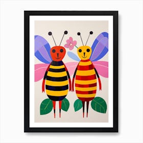 Colourful Kids Animal Art Honey Bee Art Print